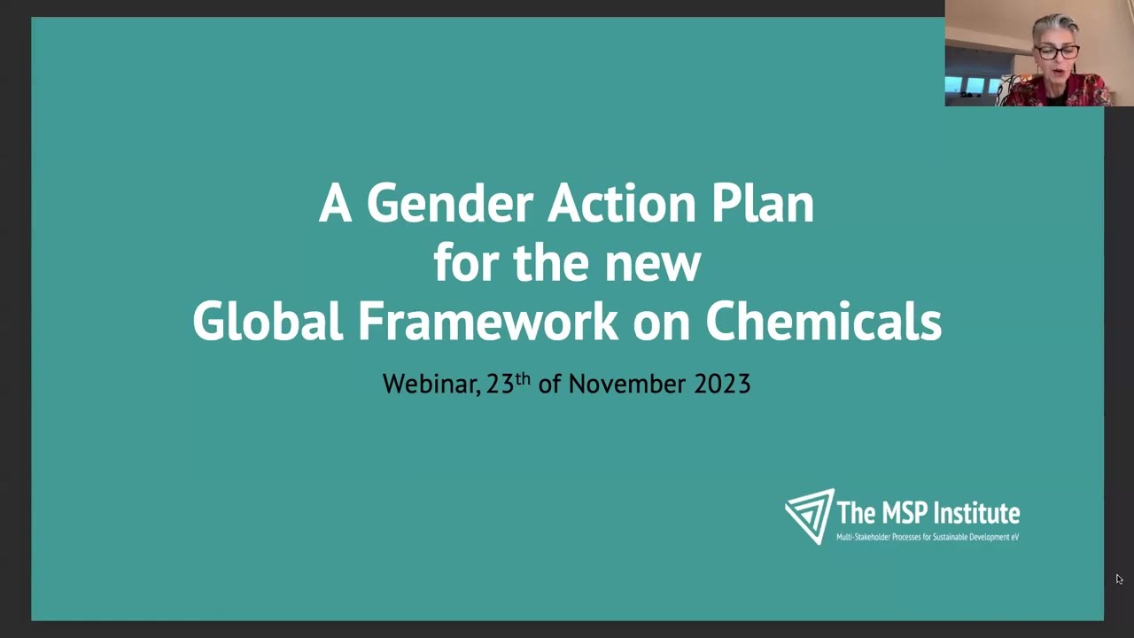 A Gender Action Plan for the new Global Framework on Chemicals -  Webinar Recording