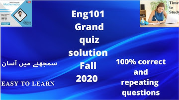ENG 101: ENG101 grand quiz fall 2020 : Most repeating  Quizzes virtual university vu.