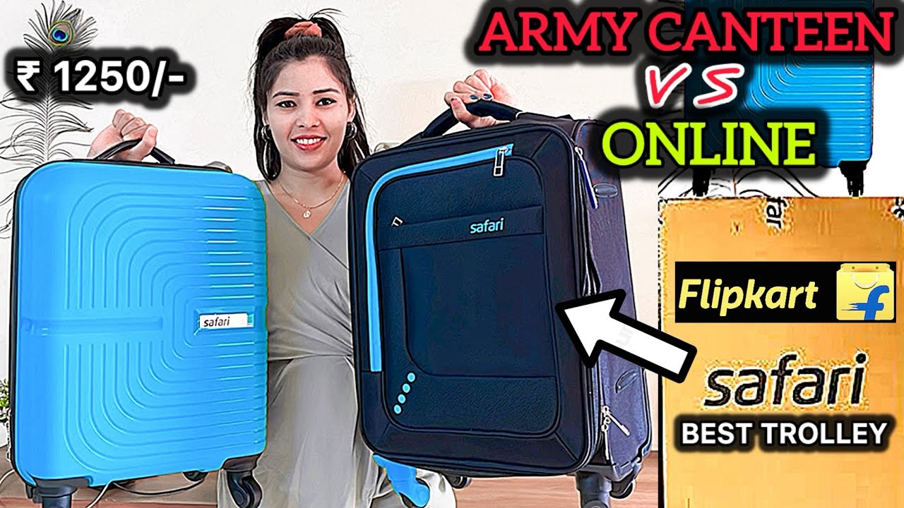 CSD Army Canteen vs Online Sale Price | Safari Trolley Soft vs Hard | luggage bag unboxing & review
