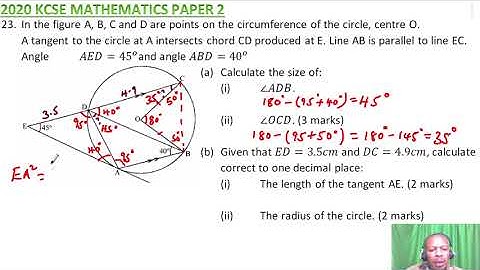 2020 KCSE MATHEMATICS PAPER 2 NO 23
