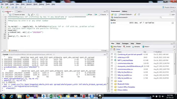 How to replace inf values by NA in R