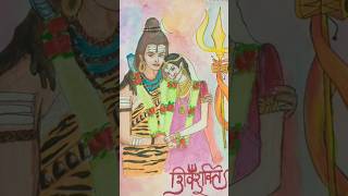 ShivShakti Painting Full video link in #shorts#viral#bholenath#parvatimata#art