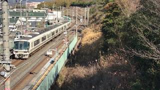 ◆4両編成　221系　みやこ路快速　京都行き　JR奈良線　平城山駅　「一人ひとりの思いを、届けたい　JR西日本」◆