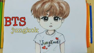 كيفية رسم جونغكوك عضو في فرقة بي تي إس||How to drawing Jungkok band member of Bts