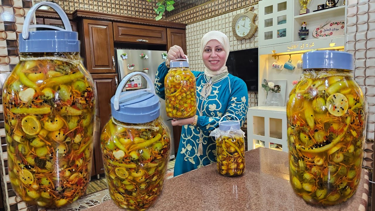 عملت بطريقة عمتي أجمل زيتون تفاحي بالخلطة وليمون معصفر 👌 أجمل من المحلات الكبيرة 🥰