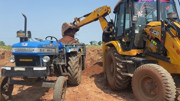 Jcb 3dx Backhoe Loading Rad Soil in Sonalika Tractor || jcb and tractor video Part-03 | SRIKANTH PS