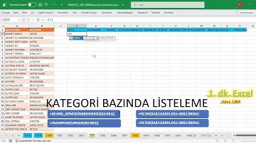 Excel 1 Dakika - KATEGORİ BAZINDA LİSTELEME