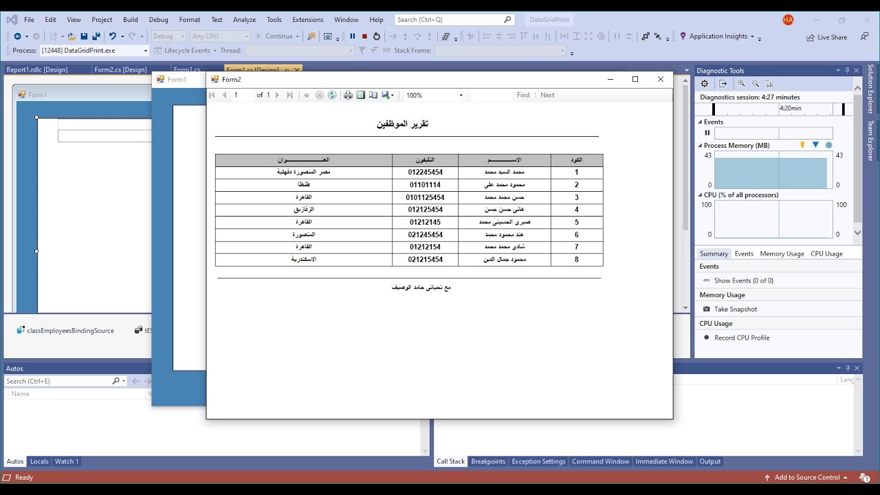 طريقة طباعة الداتا جريد فيو فى السى شارب - بالتفصيل