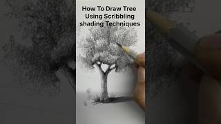 Scribbling shading technique drawing#how to draw tree🌳using scribbling shading #youtubeshorts #art