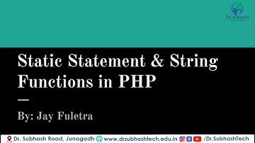 #DWPD #PHP: Static Statement & String Functions in PHP | Lecture 11 | in Gujarati | By Jay Fuletra