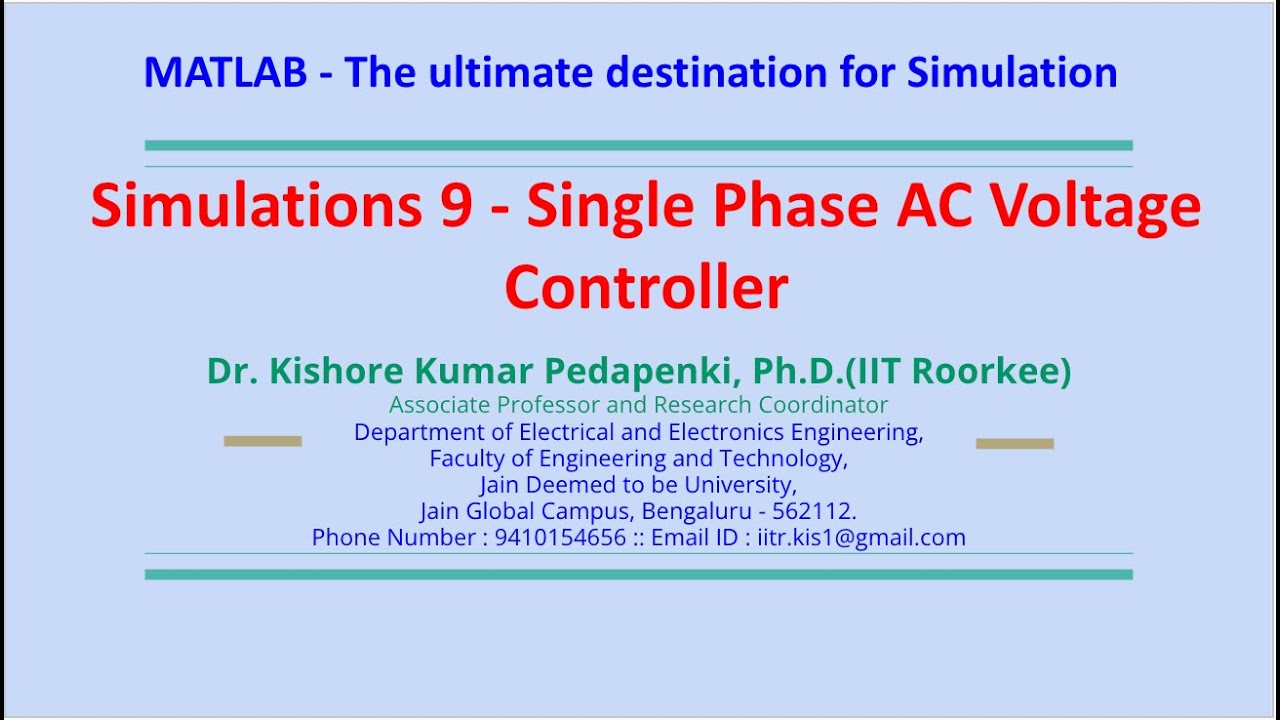 Simulations 9 - Single Phase AC Voltage Controller - YouTube