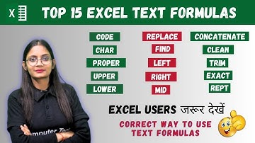 MS Excel Lecture 11 | Top 15 Most Important Text Formula in Excel | Computer Tech Academy