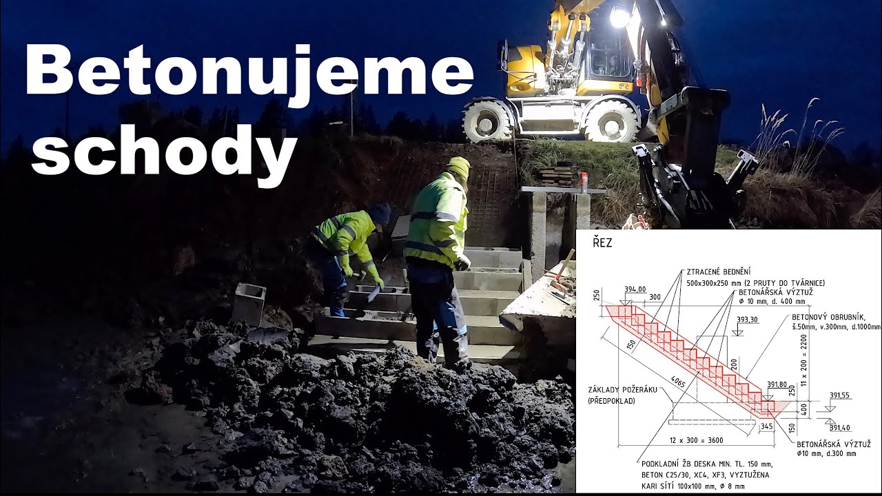 Demolice starých schodů a betonáž nových