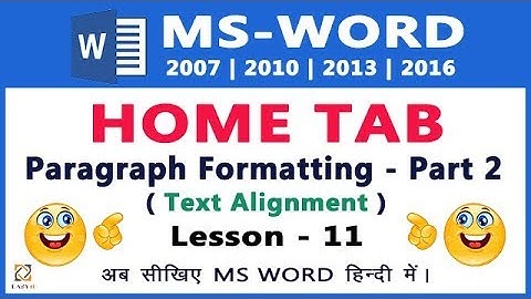 MS Word in HINDI ( Text Alignment )  - Lesson 11