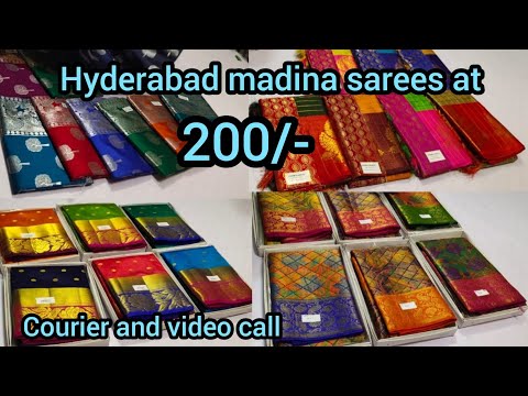 Hyderabad madina online trending sarees at 200/- courier and video
