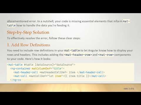 Resolving the mat-table Error: "Missing definitions for header, footer, and row"