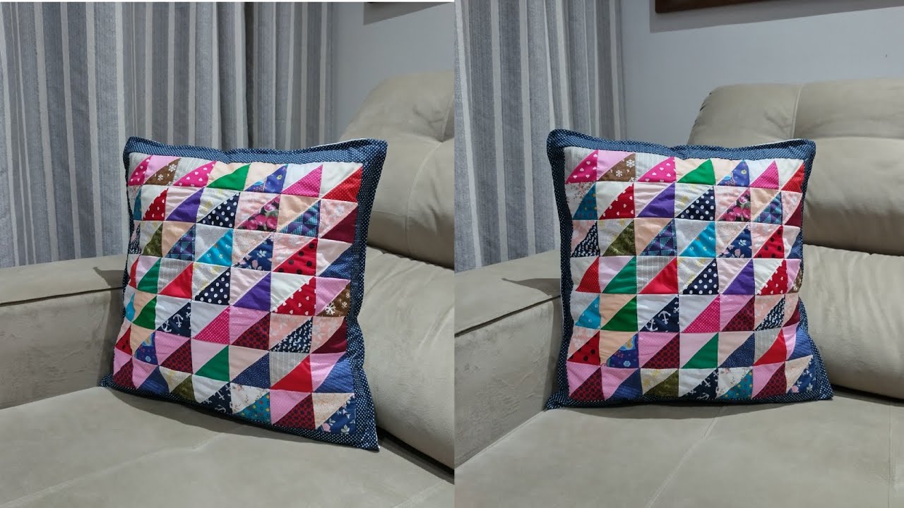 Capa de almofada de # retalhos pequenos, fácil, passo a passo.