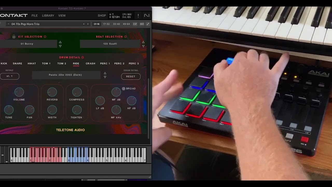 trying out Teletone Audio soulfi on the drum pads.