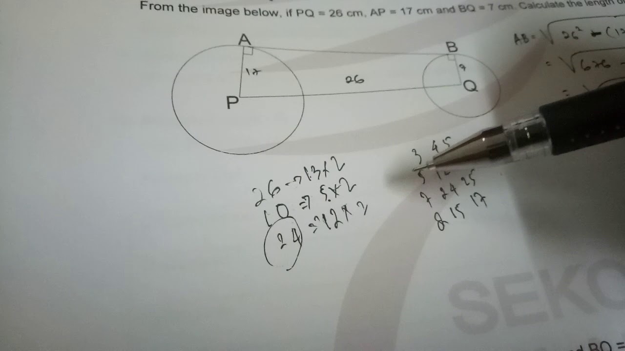 Calculating outer or inner tangent line from 2 circles using formula and triple pythagoras