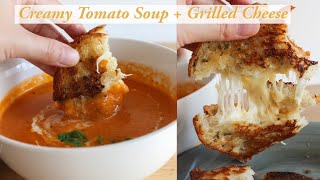 Creamy Tomato Basil Soup and Grilled Cheese Sandwich