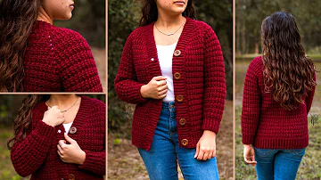 How to Crochet a Cardigan: Crimson Cardigan - Free Crochet Cardigan Pattern