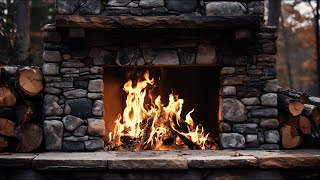 4K Crackling Fireplace in Forest Ambiance | Relaxing Fire and Bird Sounds for Ultimate Relaxation