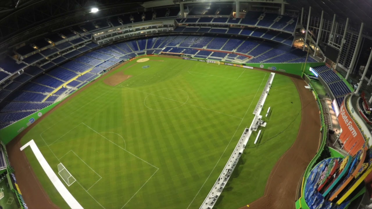 Time Lapse Marlins Park soccer back to baseball conversion YouTube