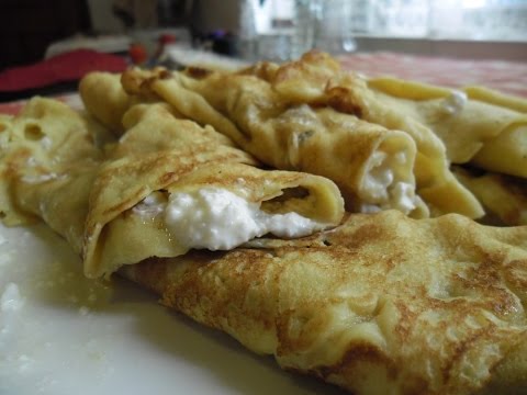 Grandma Matilda Making Traidional Hungarian Turós Palacsinta Cottage Cheese Pancake