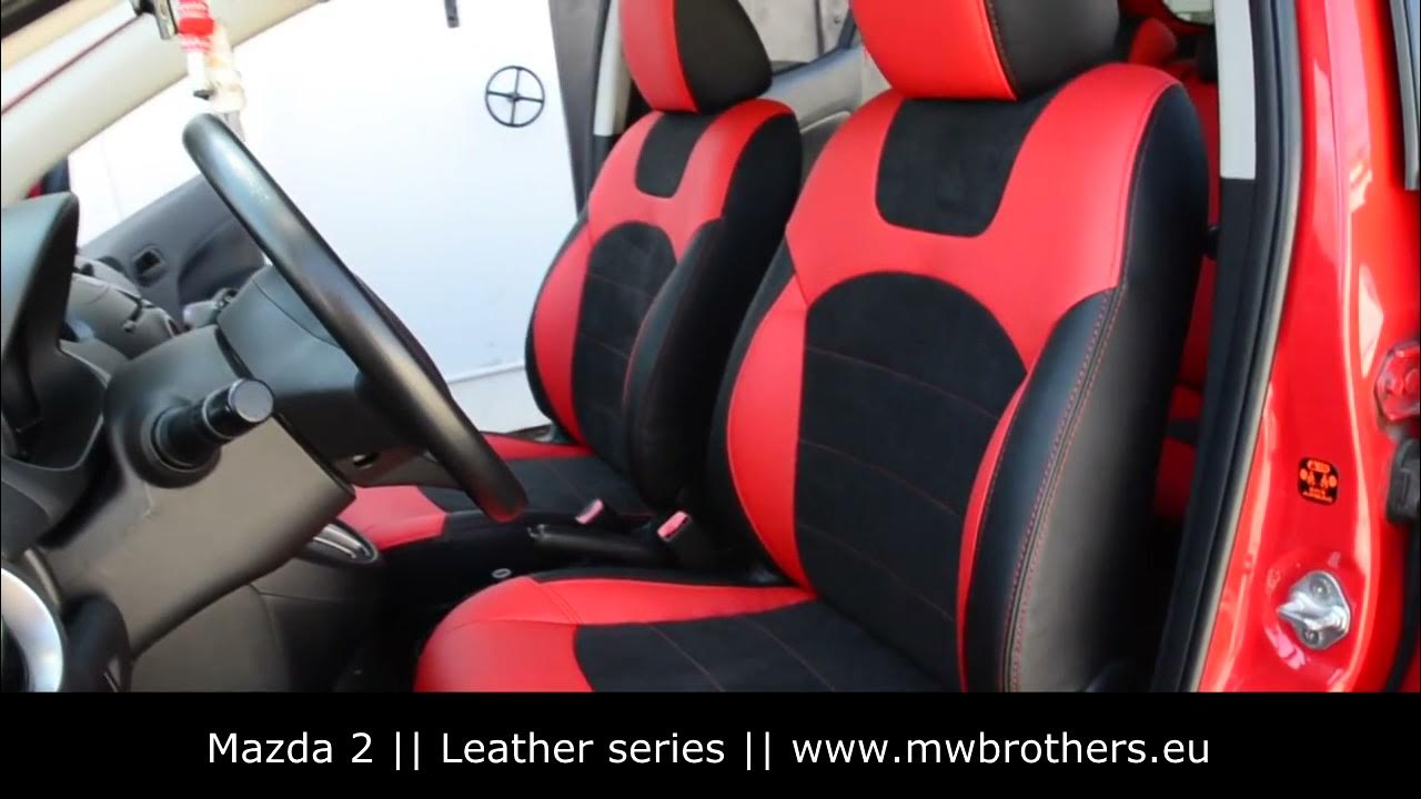 seat covers for Mazda 2 by MW Brothers Leather interior easy install red 