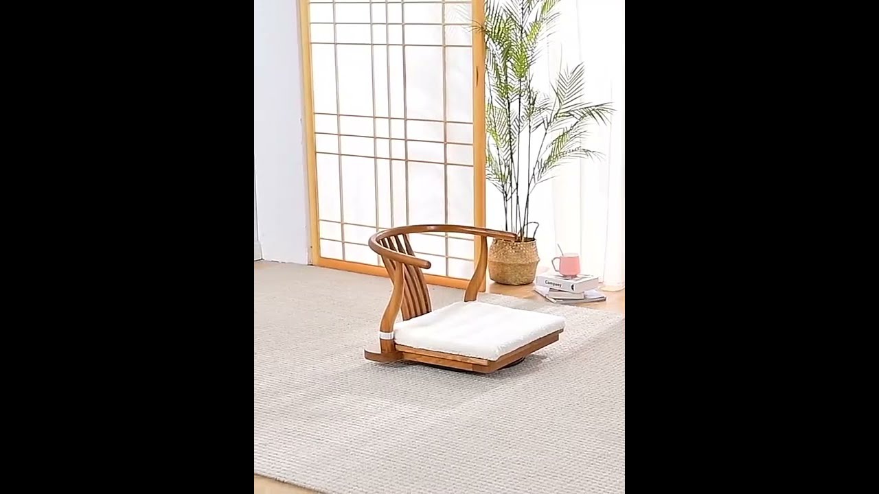 Padded Cushioned Seating Floor Chair Armchair Japanese Style Tatami Meditation Zaisu Legless Chair