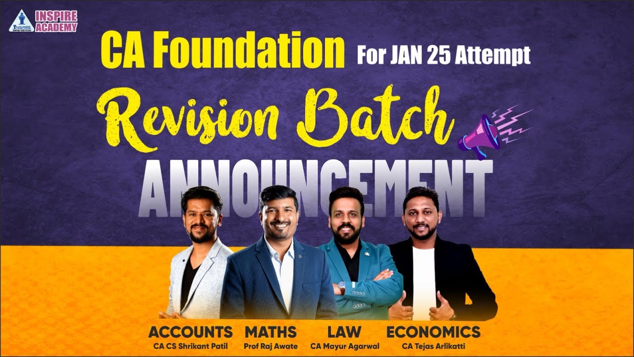 CA Foundation Free Revision Batch | Announcement | JAN 25 Exam # ...