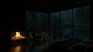 SLEEP IN 5 MINUTES(No Ads)| Soft Ocean Rain -Distant Thunder | Relaxing,Warm Fire for Ultimate Night screenshot 3