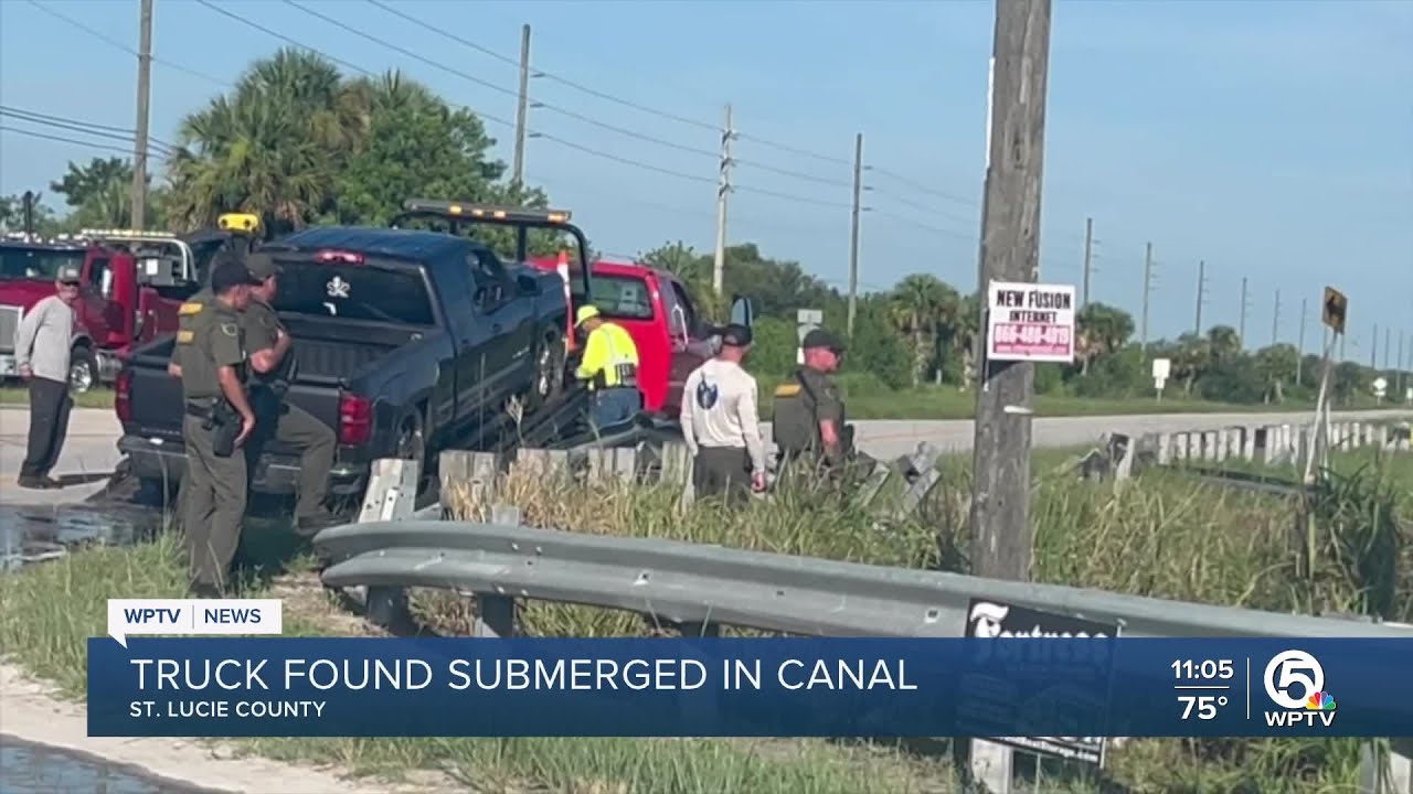Truck found submerged in St. Lucie County canal - YouTube