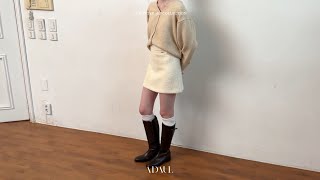 ADAUL 2025 WINTER#1 Teddy boucle tweed mini skirt - ivory