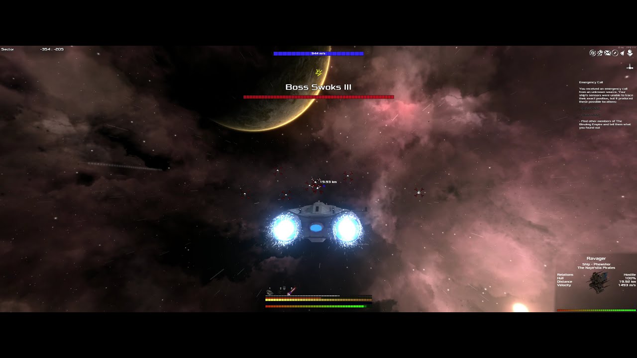 Avorion Combat - My Little Light Fighter (5 Slot) VS Boss Swoks III on Expert Difficulty