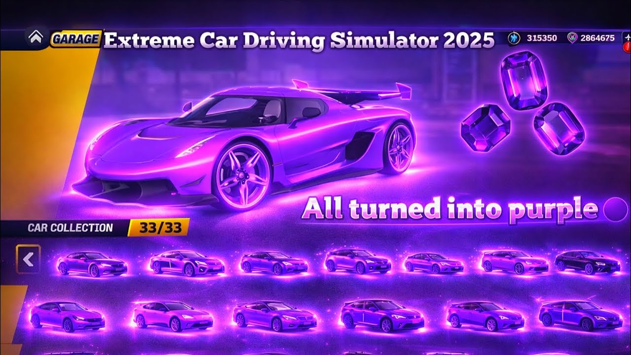 В экстремальном симуляторе вождения автомобилей все 33 машины превратились в фиолетовые 🟣 всего з...