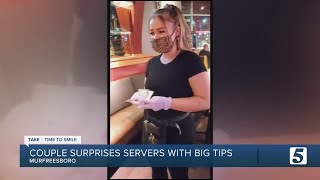 Couple creates online campaign, surprising restaurant workers with big tips