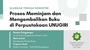 Video Proyek UTS Manajemen Proses Bisnis – SOP Peminjaman & Pengembalian Buku Perpustakaan  UNUGIRI