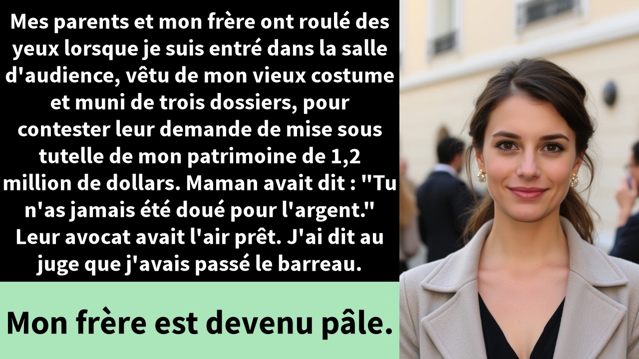 Mes parents et mon frère ont roulé des yeux lorsque je suis entré dans la salle d'audience,