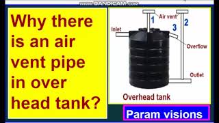 Why we provide air vent pipe in the overhead tank/ Why T- type pipe is installed in overhead tank