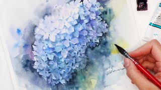 How to Paint Hydrangea in Watercolor/ Painting Demo