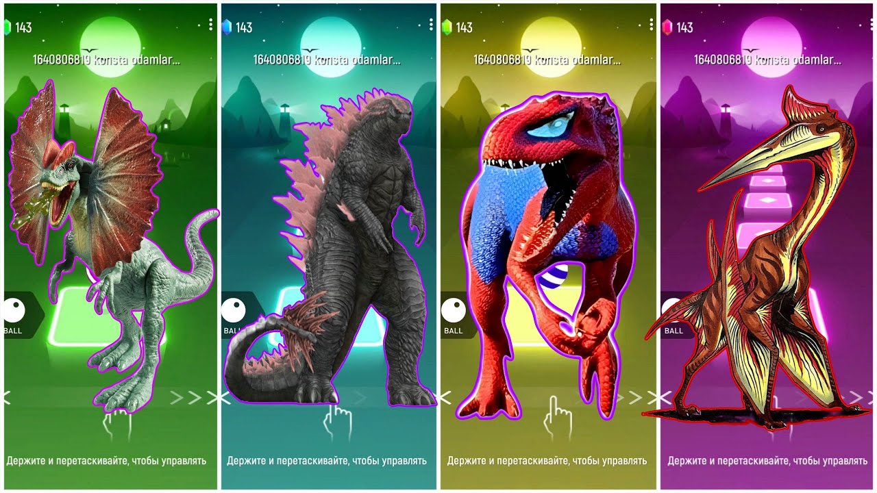 Spinosaurus 🆚 Godzilla 🆚 Spider Rex 🆚 Tyrannosaurus 🎶 Tiles Hop Edm Rush