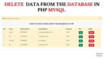 How to Delete Data From Database Using PHP MySQL | Delete Record from Database | @snehacodes7132