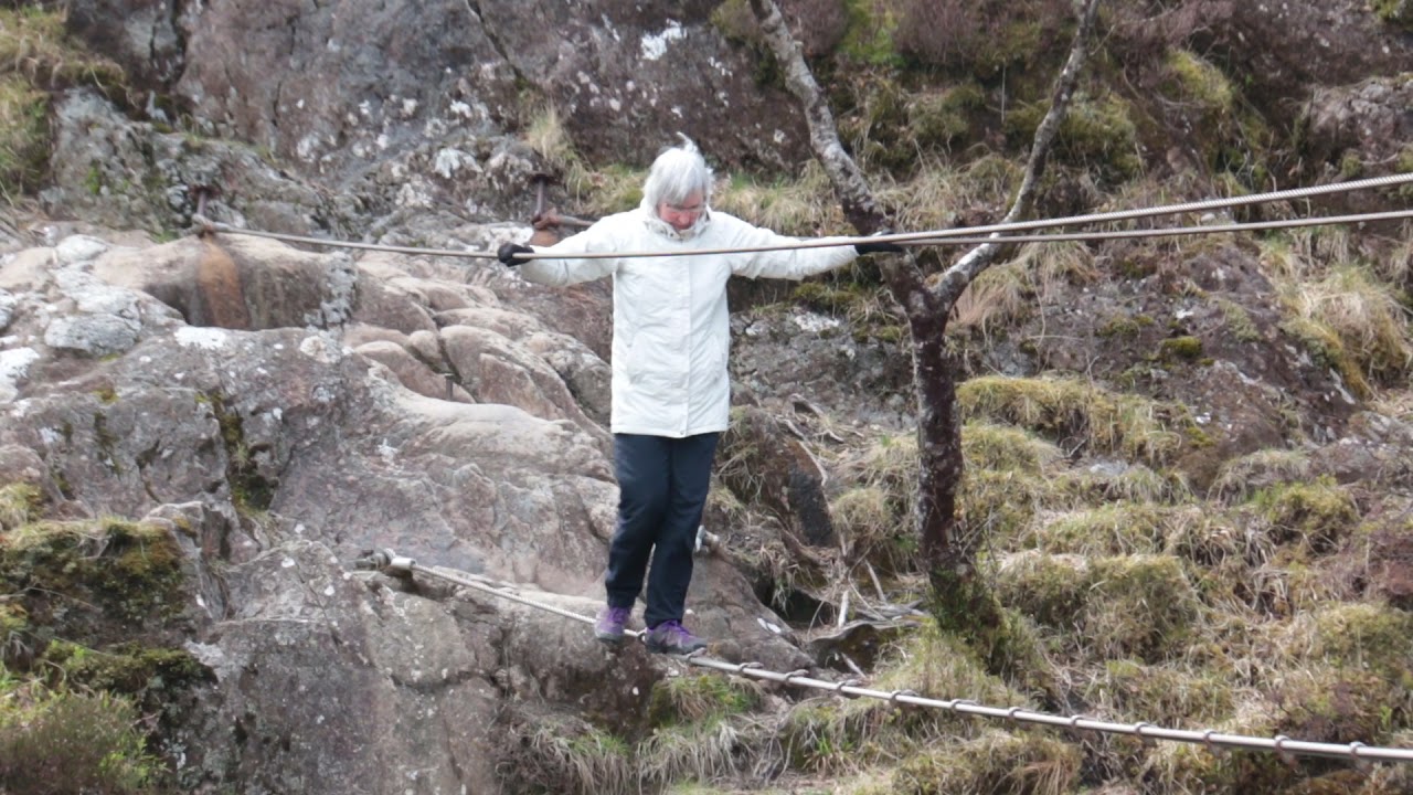 Steall Waterfall Steel Rope Bridge Glen Nevis YouTube