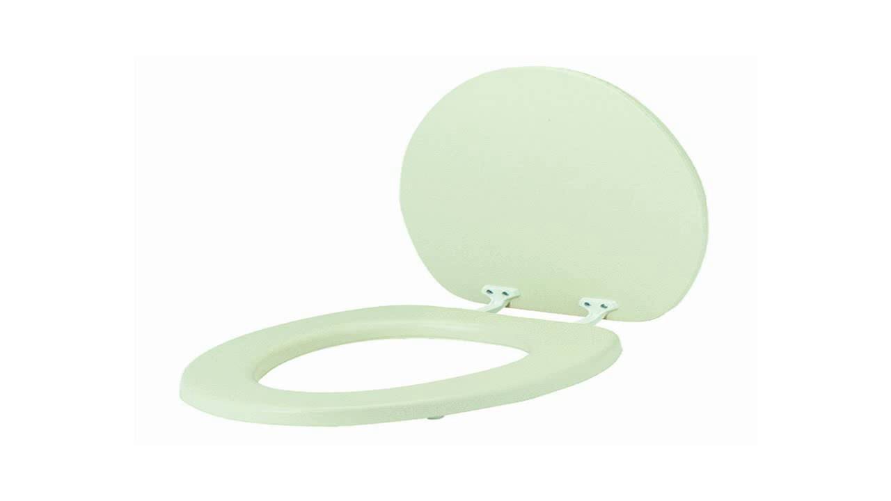 Mayfair 120C 006 Plastic Toilet Seat with Top Tite Hinges Elongated Bone
