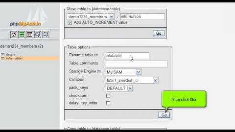 Renaming database tables with phpMyAdmin | FastDot Cloud Hosting