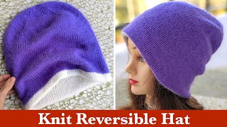 Knit Reversible Two Colors Hat