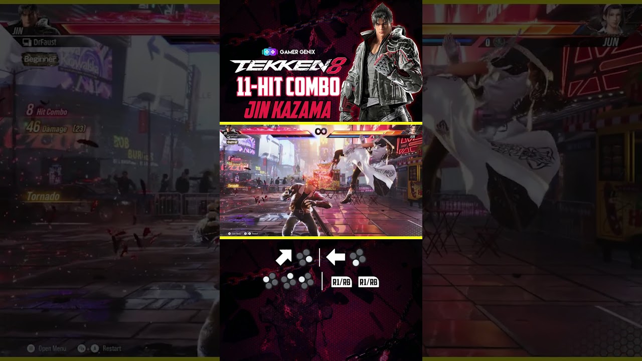 Easy 11-Hit Jin Kazama Combo | Tekken 8 (Beginner Friendly) 💗