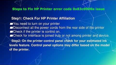 Hp Printer Error Code 0x83c0000a