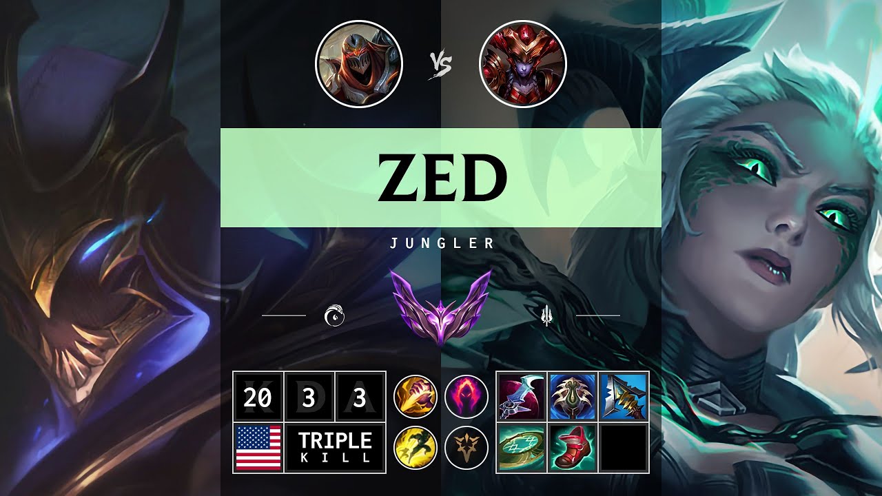 Zed Jungle vs Shyvana: Triple Kill, Godlike - NA Master Patch 14.15